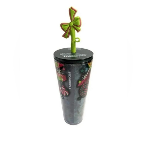 STARBUCKS Tumbler 2023 Holiday Ribbon With Bow Straw Topper - Picture 5 of 6